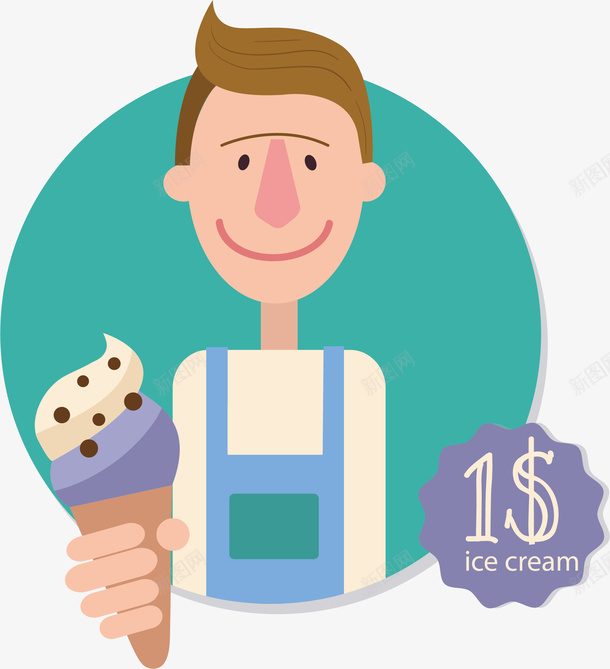 男孩拿冰淇淋矢量图ai免抠素材_新图网 https://ixintu.com 冰淇淋 卡通 手绘 男孩 矢量图
