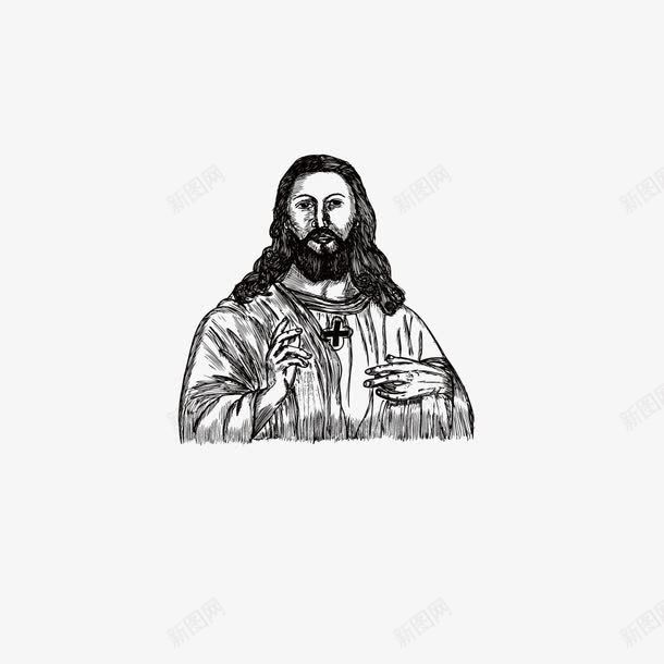 耶稣手绘png免抠素材_新图网 https://ixintu.com 基督教 复活节 手绘 手绘图片 牧师 耶稣 耶稣头像