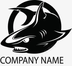 装饰黑色鲨鱼标志矢量图素材