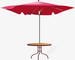 手绘室外红色遮阳伞图案素材