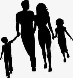 手牵手散步一家人手牵手散步的黑色背景高清图片