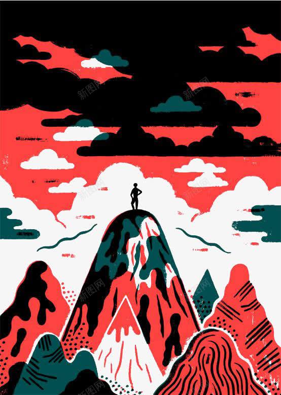 站在山顶上的人png免抠素材_新图网 https://ixintu.com 红色 绿色 自然 黑色