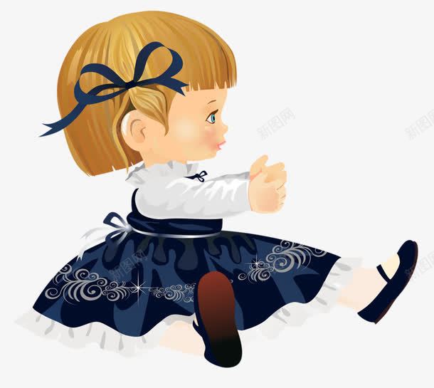 坐着伸手的女孩png免抠素材_新图网 https://ixintu.com 儿童 卡通 坐着的小朋友 童年 裙子
