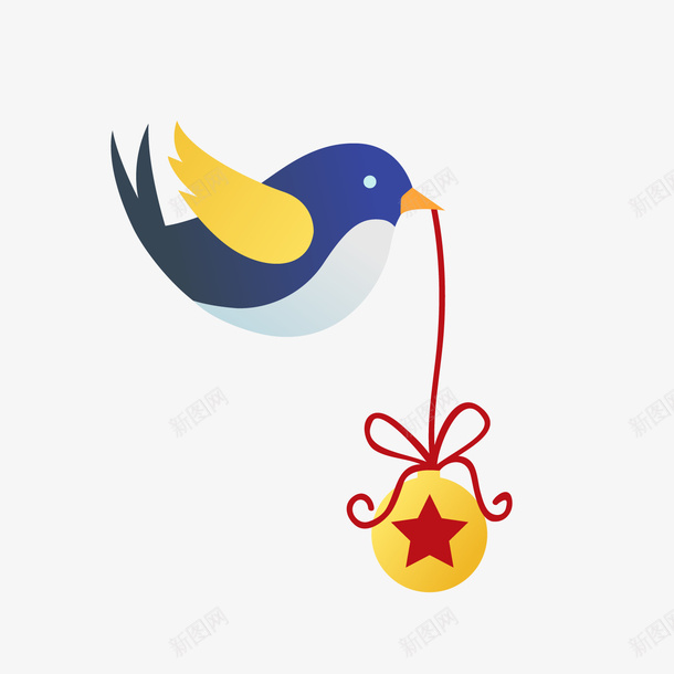 圣诞节动物小鸟png免抠素材_新图网 https://ixintu.com 卡通小鸟 吊球 圣诞节动物 背景装饰 蓝色小鸟