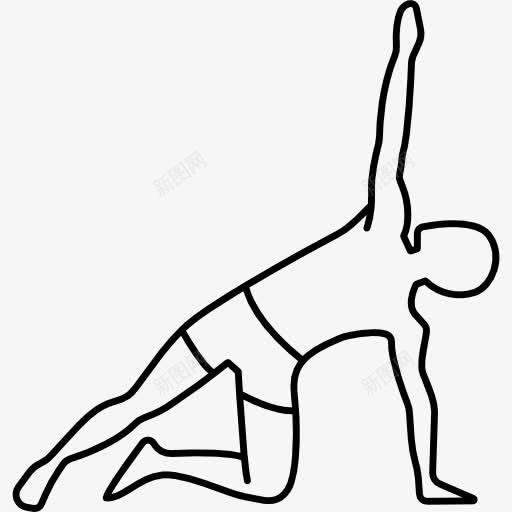 人支持自己一手伸展右臂图标png_新图网 https://ixintu.com 健身 平静 放松 普拉提 瑜伽 运动