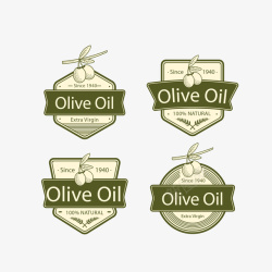 橄榄标识古典绿色橄榄油橄榄叶标识矢量图图标高清图片