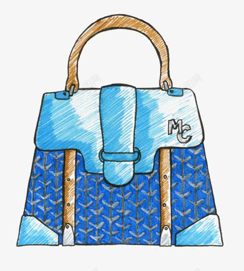 蓝色包包png免抠素材_新图网 https://ixintu.com 卡通 女包 手绘 插画 时尚 蓝色