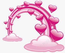 粉色的小心心拱桥爱心矢量图高清图片