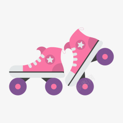 粉色轮滑鞋粉白色的女式轮滑鞋矢量图高清图片