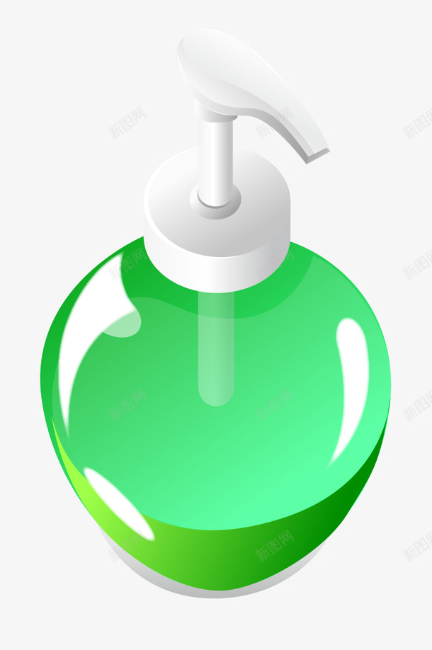 洗手液矢量图eps免抠素材_新图网 https://ixintu.com 按压 洗手液 瓶子 绿色 矢量图