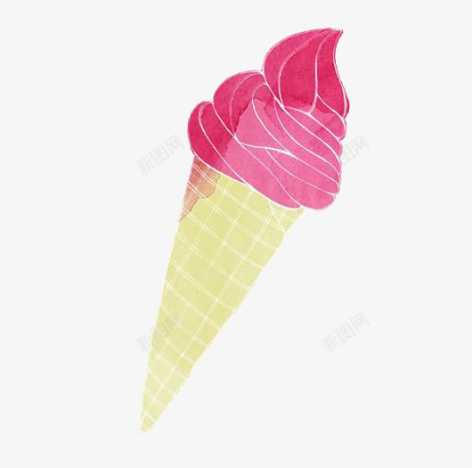 卡通手绘冰淇淋png免抠素材_新图网 https://ixintu.com 冰淇淋 卡通 手绘 插画 粉色 美食