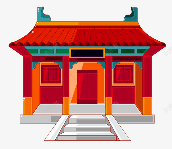 红色中国风小屋装饰图案png免抠素材_新图网 https://ixintu.com 中国风 免抠PNG 小屋 红色 装饰图案