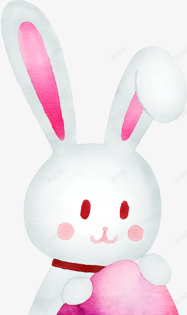 复活节抱着彩蛋的兔子png免抠素材_新图网 https://ixintu.com 可爱兔子 复活节 抱着彩蛋的兔子 水彩 白色兔子 节日