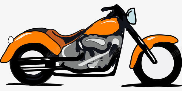 卡通橘黄色摩托车png免抠素材_新图网 https://ixintu.com 交通工具 卡通摩托 手绘摩托车 拉风摩托 摩托车 车辆