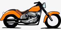 卡通橘黄色摩托车素材