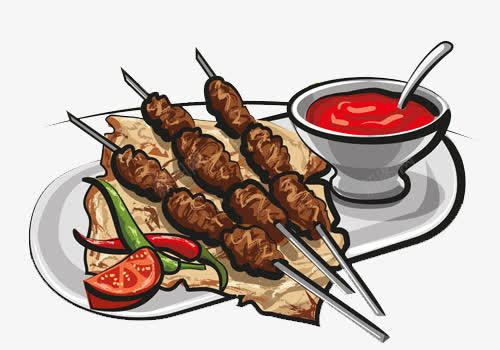 一盘美味的烤肉串png免抠素材_新图网 https://ixintu.com 卡通 手绘 美食 食物