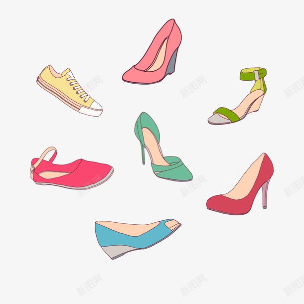 彩色女鞋png免抠素材_新图网 https://ixintu.com 凉鞋 女式 帆布鞋 运动鞋 高跟鞋