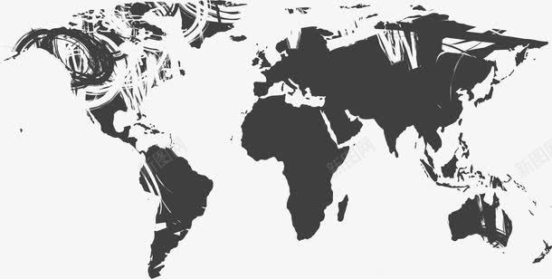 黑色简约地图png免抠素材_新图网 https://ixintu.com 世界 免抠PNG 图案 地图 简约 纹理 边框纹理 黑色