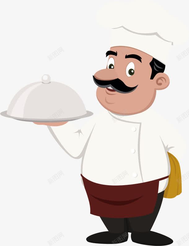 卡通人物厨师png免抠素材_新图网 https://ixintu.com 人物 卡通 厨师 帽子 盘子 简约