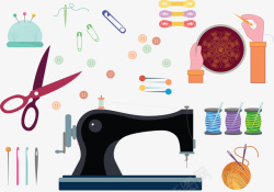 矢量针线活复古黑色手工缝纫机矢量图高清图片