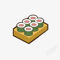 六个寿司小卷素材