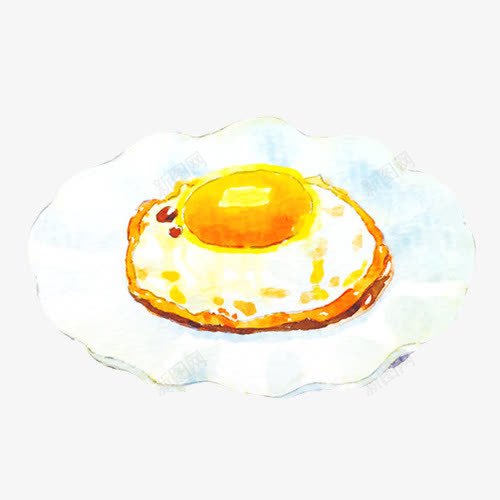 煎鸡蛋手绘画片png免抠素材_新图网 https://ixintu.com 手绘早餐 焦黄色 煎鸡蛋 白盘子 鸡蛋