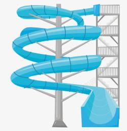 蓝色游乐场儿童滑滑梯设施素材