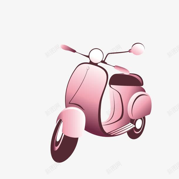 摩托车png免抠素材_新图网 https://ixintu.com 手绘 摩托车 电瓶车 粉色