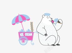 北极熊吃冷饮素材