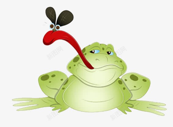 吃苍蝇的青蛙png免抠素材_新图网 https://ixintu.com 动物 卡通 绿色
