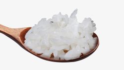 米饭颗粒木勺里的大米高清图片