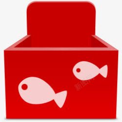 红色木箱小鱼图案的箱子高清图片