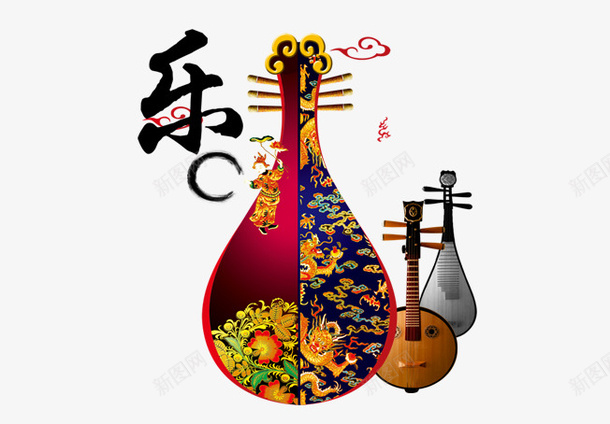 中国风乐器psd免抠素材_新图网 https://ixintu.com 中国风 乐器 声音 琴 琵琶 音乐