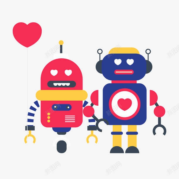 创意卡通机器人png免抠素材_新图网 https://ixintu.com 创意机器人 卡通机器人 红色爱心