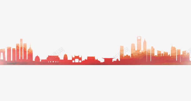 红色渐变城市剪影png免抠素材_新图网 https://ixintu.com PNG 剪影 城市 渐变 红色