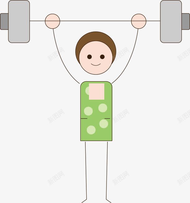 举重运动员png免抠素材_新图网 https://ixintu.com 举重 女孩 手绘 杠铃 绿色