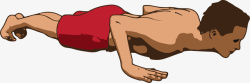 卡通仰卧撑锻炼做单手俯卧撑的人矢量图高清图片
