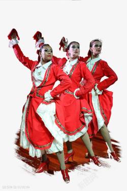 三人跳舞穿红色裙子跳舞的三人高清图片