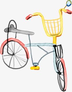 卡通可爱手绘自行车素材