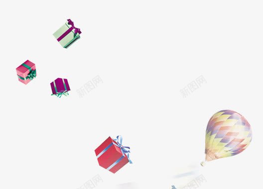 礼物和热气球png免抠素材_新图网 https://ixintu.com 圣诞图片 圣诞素材库 彩色 球