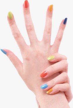 涂彩色指甲油的手素材