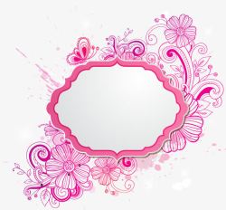 装饰唯美粉色花卉花纹和镜框素材