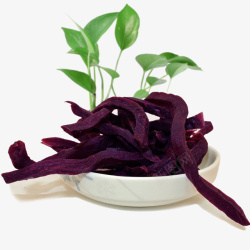 紫薯干png绿萝配一盘子紫薯条产品图高清图片