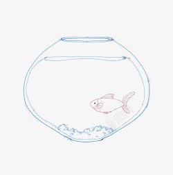 手绘漫画小鱼鱼缸素材