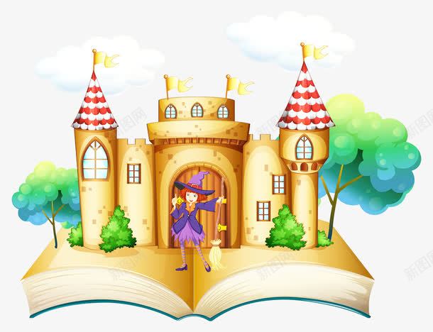 梦幻城堡png免抠素材_新图网 https://ixintu.com 书本 卡通 手绘 梦幻城堡