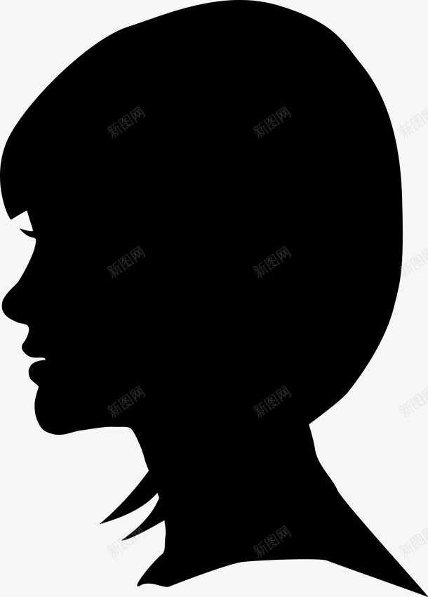 短头发女孩图标png_新图网 https://ixintu.com 五官 人 卡通 口鼻 头 头部 头部剪影 女人 女孩 角色 身体 轮廓 面孔剪影