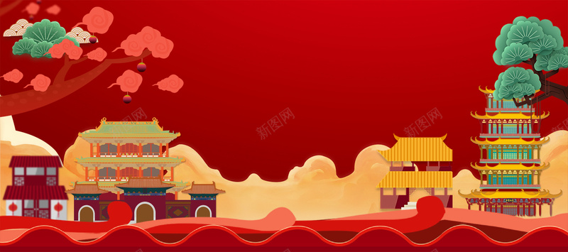 传统新年简约红色背景psd设计背景_新图网 https://ixintu.com 2018 2018狗年 喜迎新春 新年 新年快乐 新春大吉 春节 狗年 狗年吉祥 金狗 除夕 除夕夜