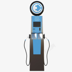 充电桩插头双插头黑蓝色电动车充电桩高清图片