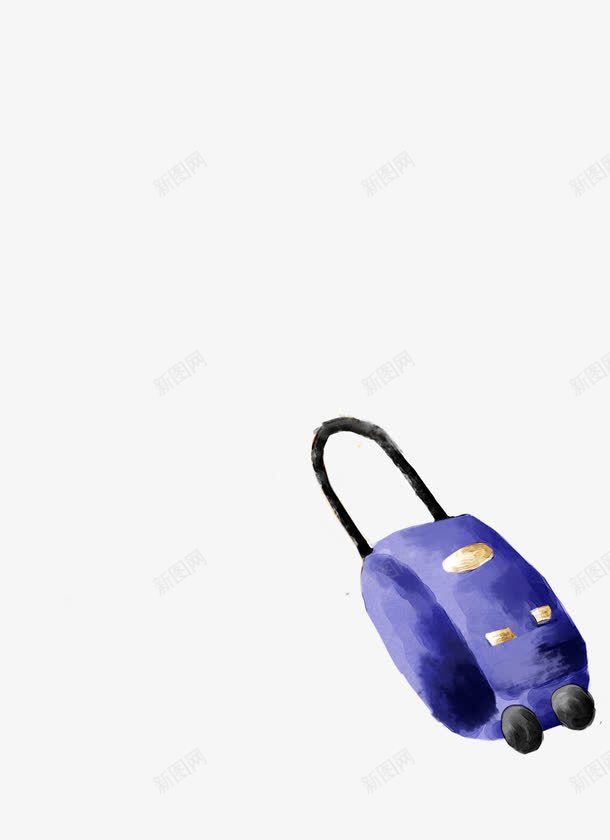 手绘卡通紫色行李箱png免抠素材_新图网 https://ixintu.com 卡通 紫色 行李箱