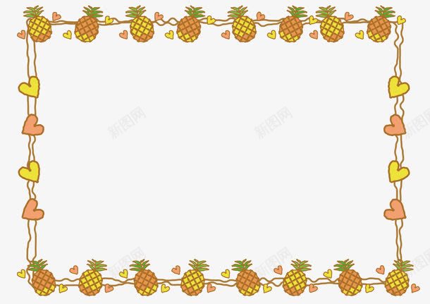 菠萝装饰边框手绘png免抠素材_新图网 https://ixintu.com 手绘 菠萝 边框